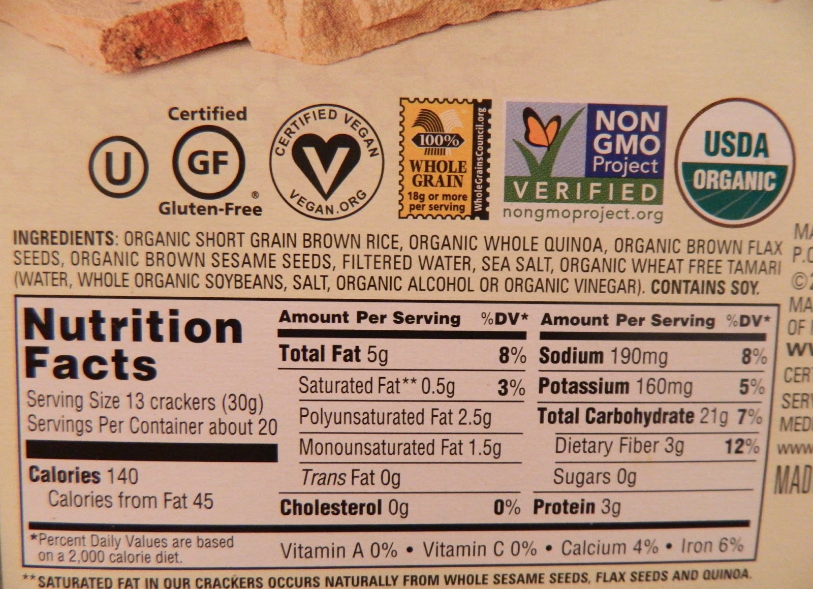 Gluten Free Reviews Review Mary's Gone Crackers Original