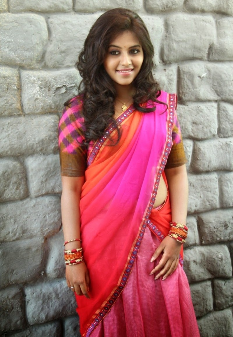 Anjali In Saree For Shop Opening Ceremony.