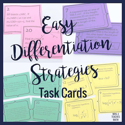 These differentiation strategies in the classroom are perfect for middle school and high school students. I use these ideas in secondary math, but they would even work in elementary.