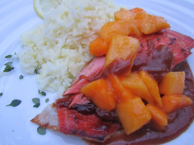 Mango Teriyaki Salmon with Mango Ginger Salsa and Lemon Saffron Rice ...