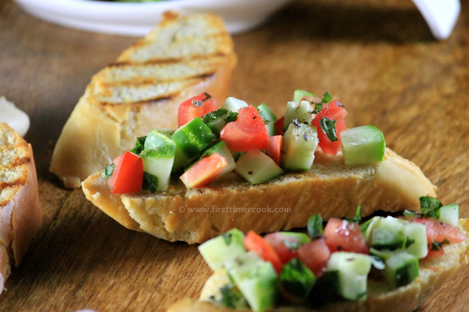 First Timer Cook Minty Cucumber Bruschetta