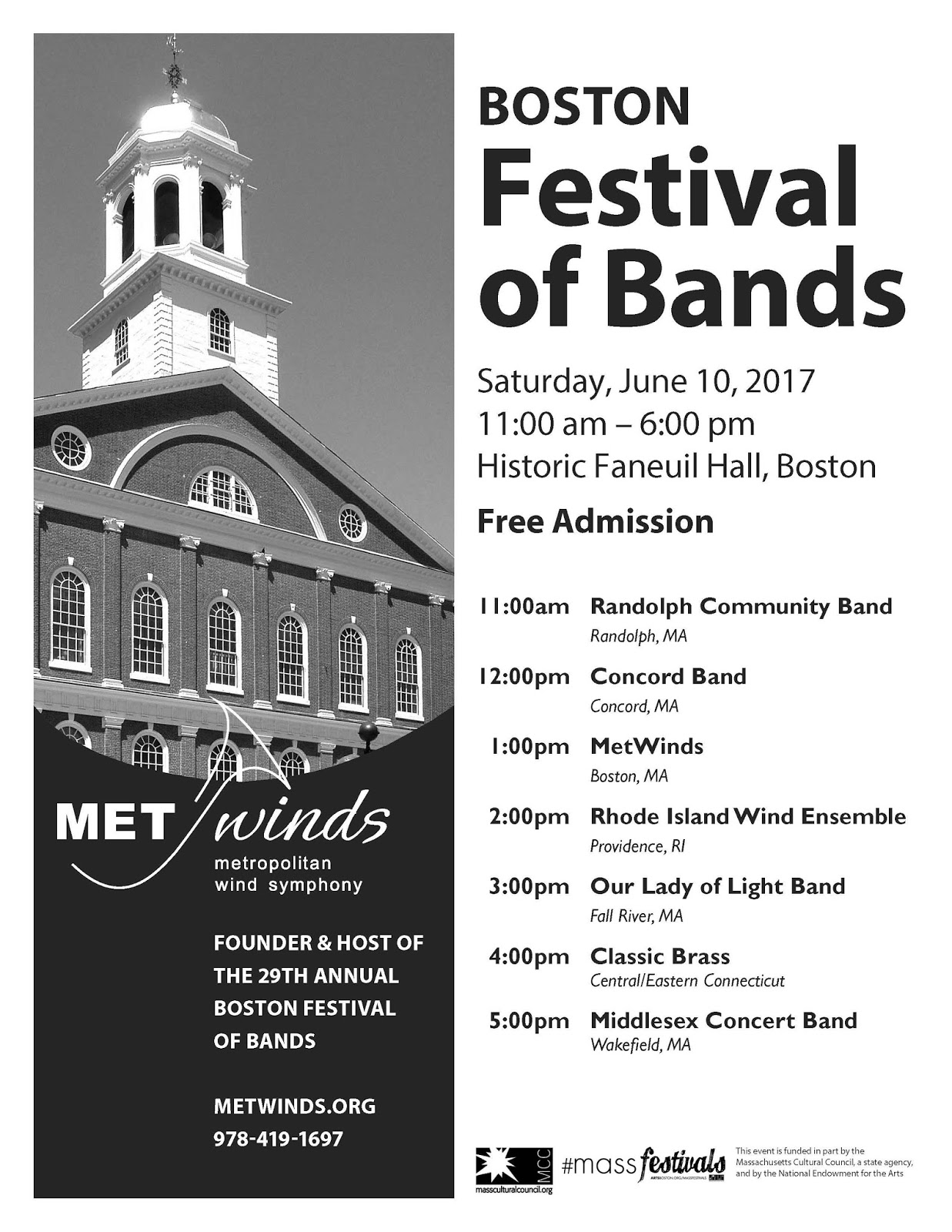 The Concord Band Boston Festival of Bands 2017 Poster