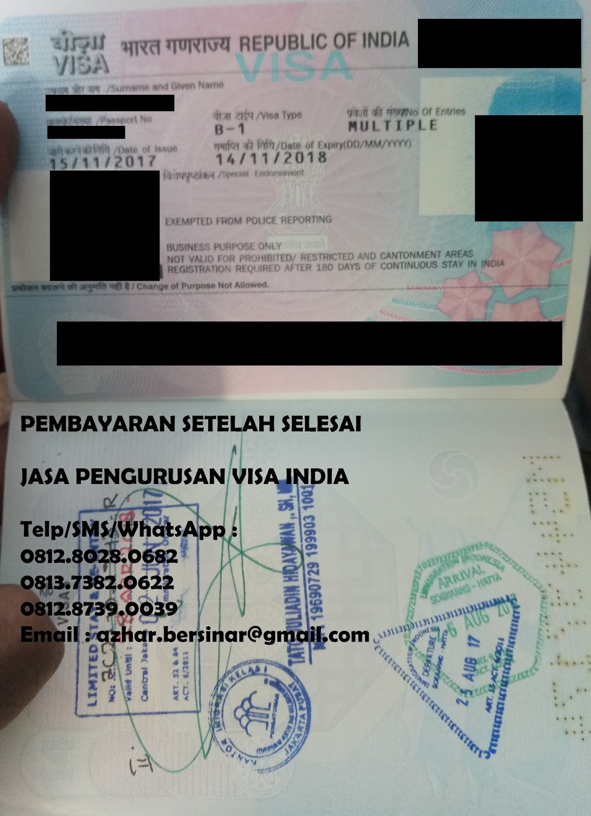 JASA MENGURUS VISA INDIA SYARAT VISA INDIA