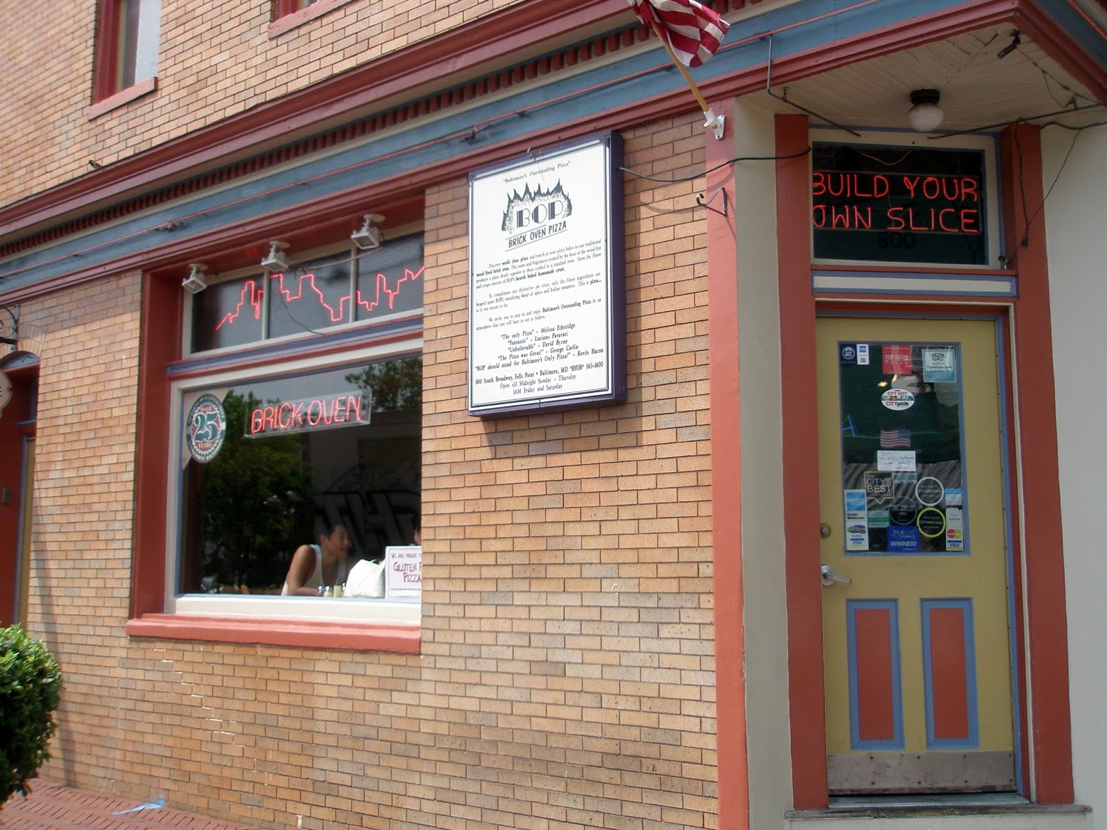 Pizza Quixote Review B.O.P. Brick Oven Pizza, Baltimore MD (Fells Point)