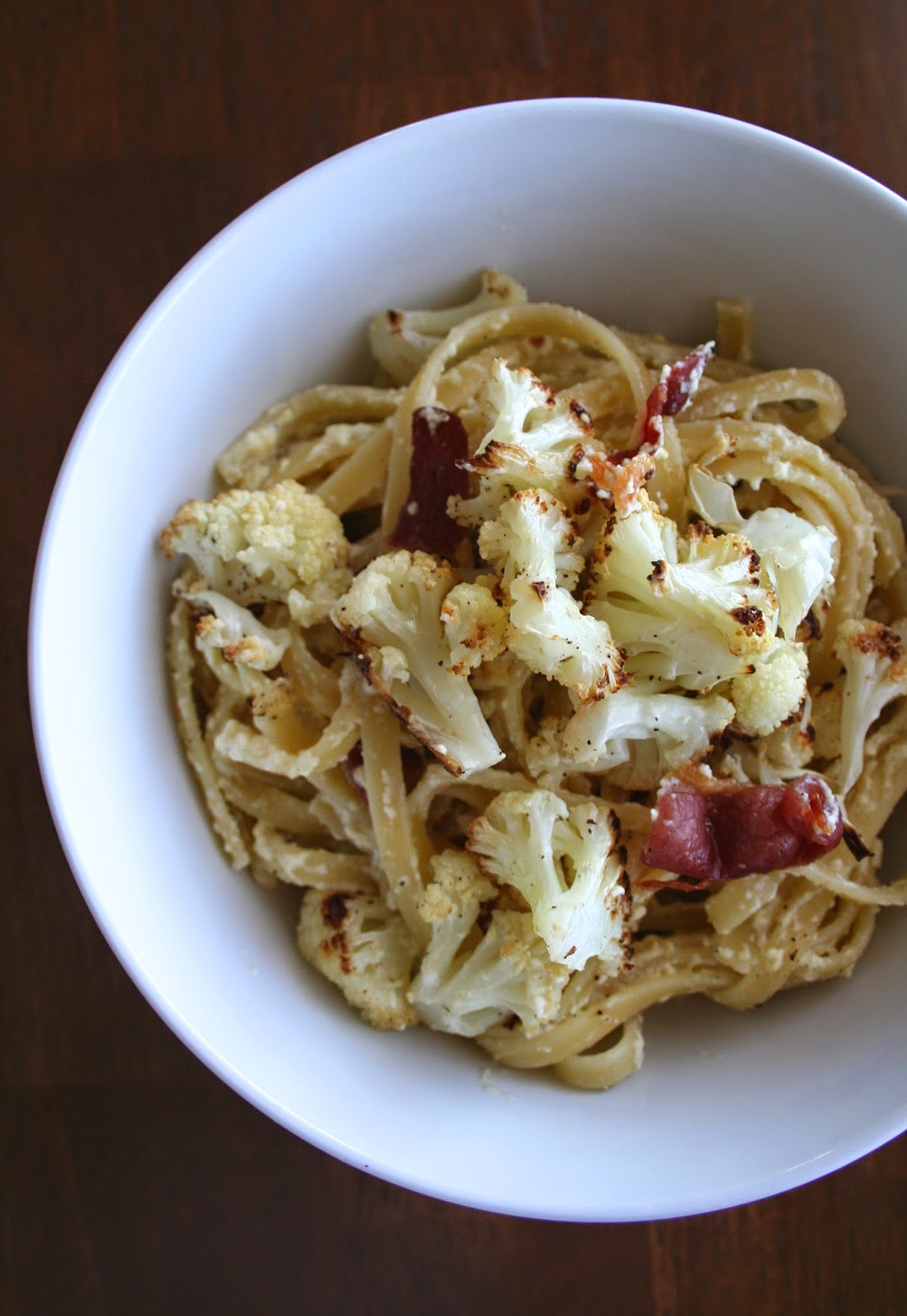 Creamy Roasted Cauliflower Carbonara