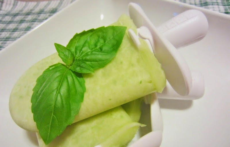 Frozen Melon-Lime -Basil Pops:  A refreshing combination for summer! 