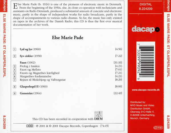 ELECTRONIC ORGY: Else Pade Et Glasperlespil (2001, Dacapo Records ‎– FLAC