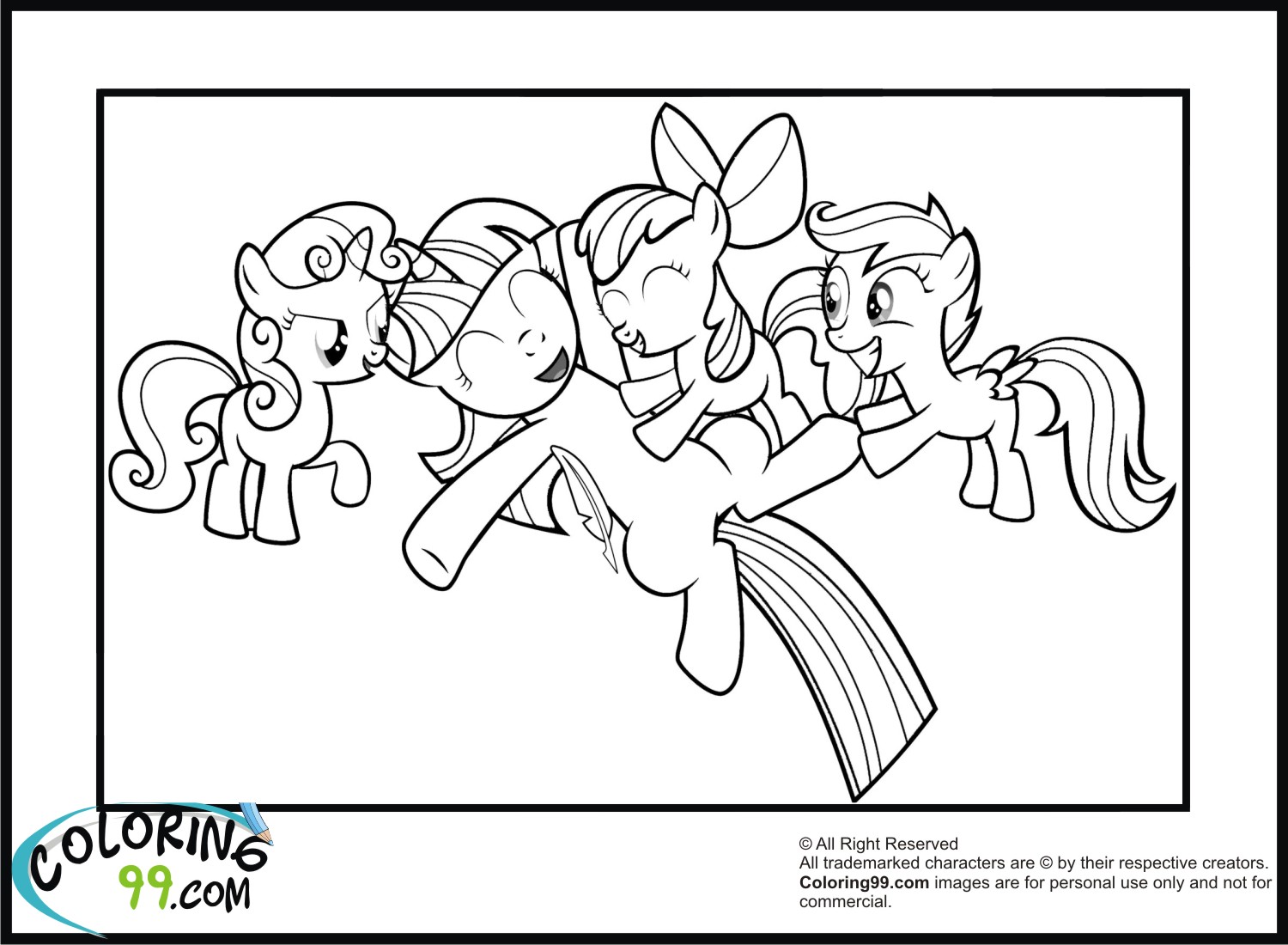 Download twilight+sparkle+playing+with+cutie+mark+crusaders.jpg (1500×1100) | My little pony coloring ...