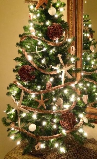 rope garland around Christmas tree