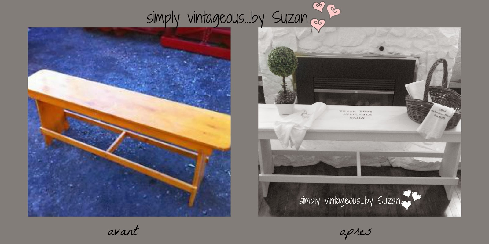 White shabby country bench makeover
