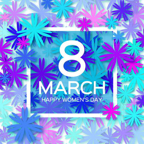 Women's Day 8 March woman day holiday background with paper flower free vector