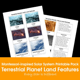 Montessori-inspired Solar System Printable Pack: Terrestrial Planet Land Features