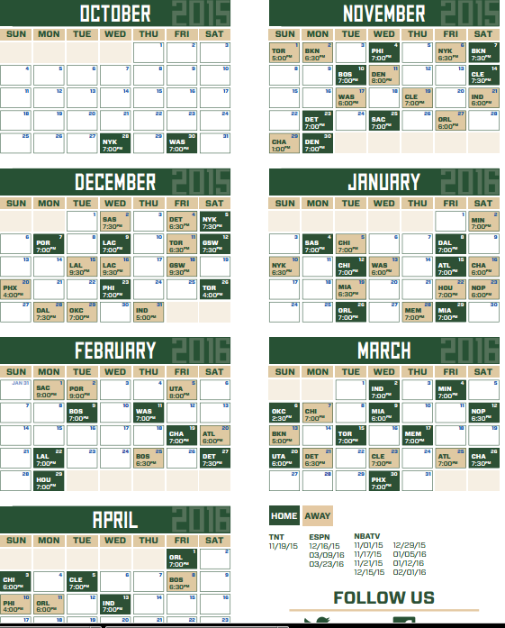 Milwaukee Bucks 2015-2016 Schedule Released | Sports News on Tap