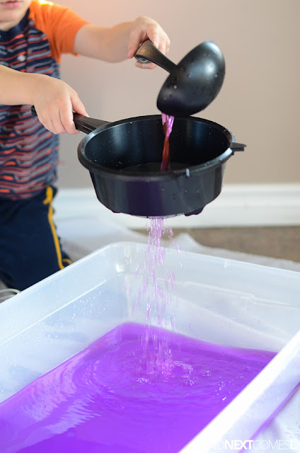 Fine motor play with lavender scented water from and Next Comes L