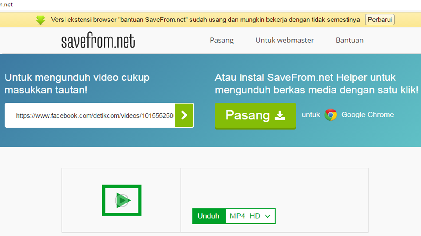 4. buka link nyaa Savefrom.net, lalu paste kan linknya di sana, kemudian kl...