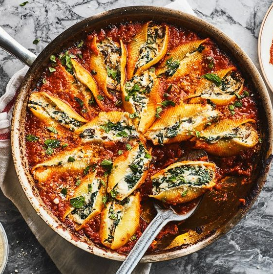 Vegetarian Skillet Stuffed Shells All Recipe Network vegetarian-skillet-stuffed-shells-all-recipe-network