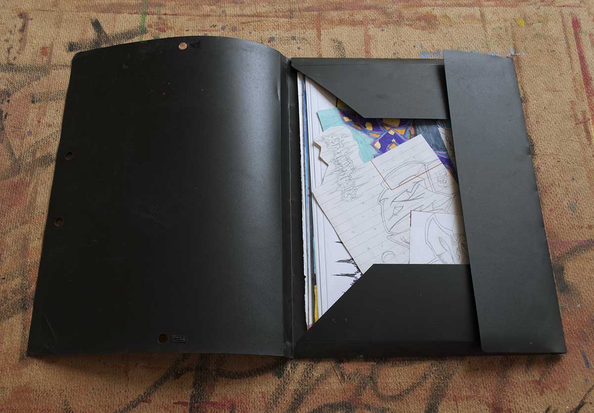 First Folder of Greek Artist Kostas Gogas 2001, graffiti sketches. Open.