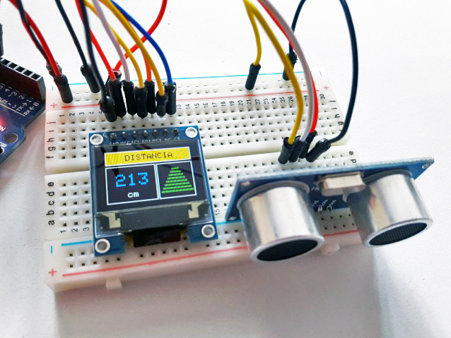 Medidor de distância com display Oled Colorido display oled colorido SSD1331