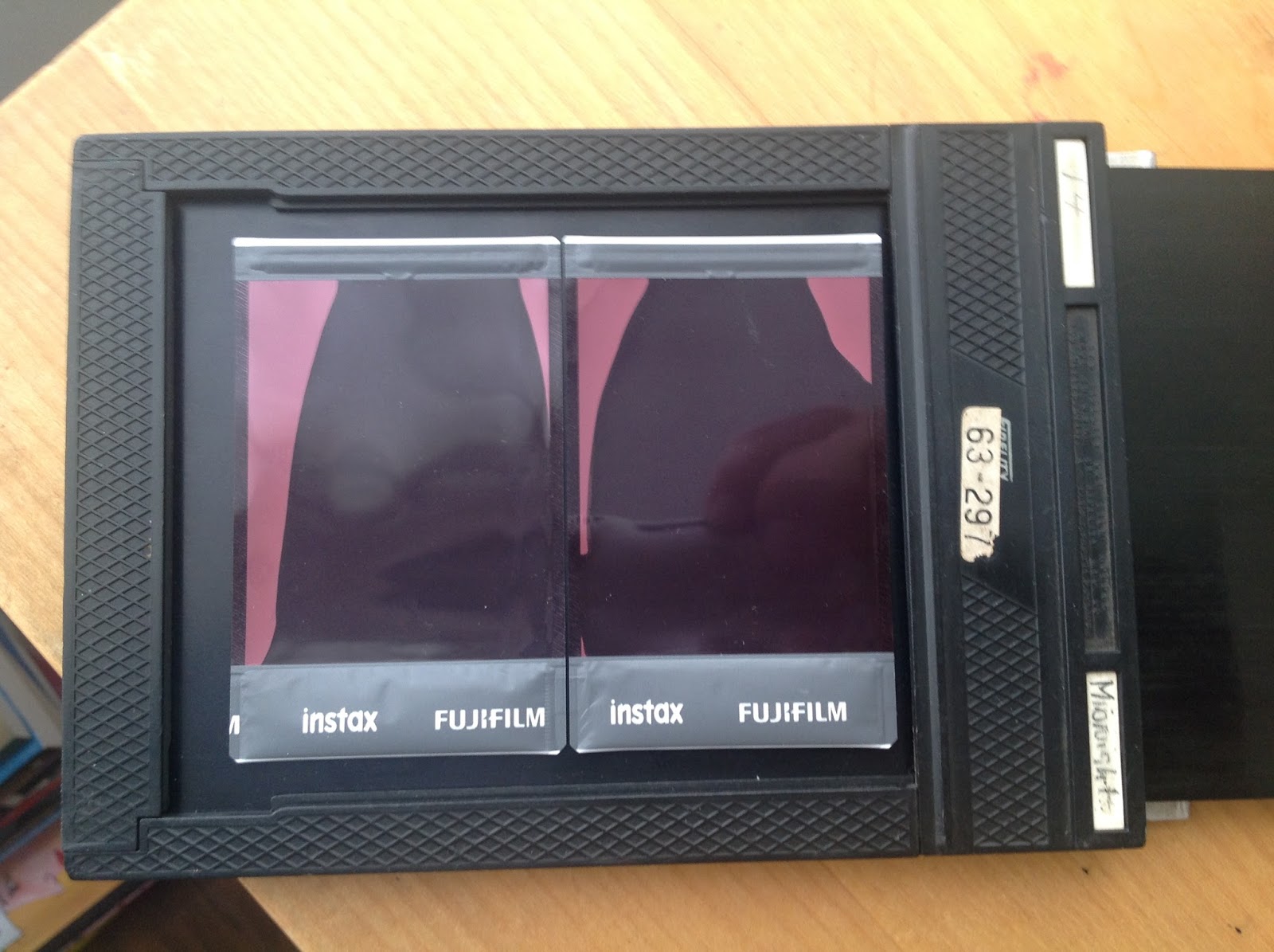 Using Instax Mini in medium and large format cameras plus hand