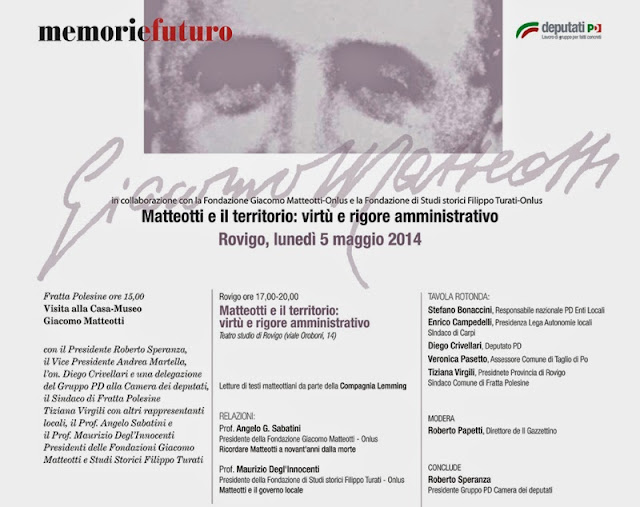 Giacomo Matteotti - 90 anni - Rovigo - 5 maggio 2014