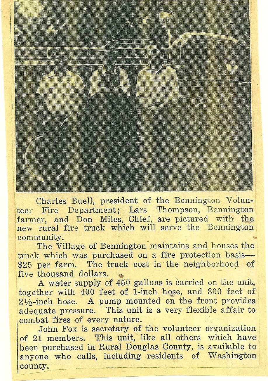 Bennington Historical Society Bennington, Nebraska Town Has New