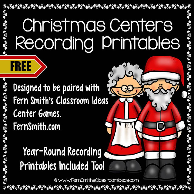 Fern Smith's Classroom Ideas Freebie Friday ~ Christmas Centers Recording Sheet Printables at TeacherspayTeachers. Fern Smith's Classroom Ideas Freebie Friday ~ Christmas Centers Recording Sheet Printables at TeacherspayTeachers.