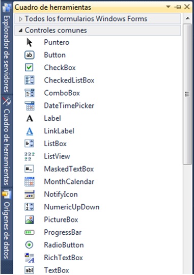 Visual Basic, conceptos : Controles (Herramientas)