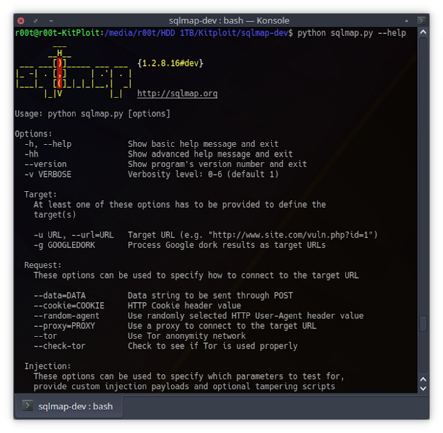SQLMap v1.2.8 - Automatic SQL Injection And Database Takeover Tool ...