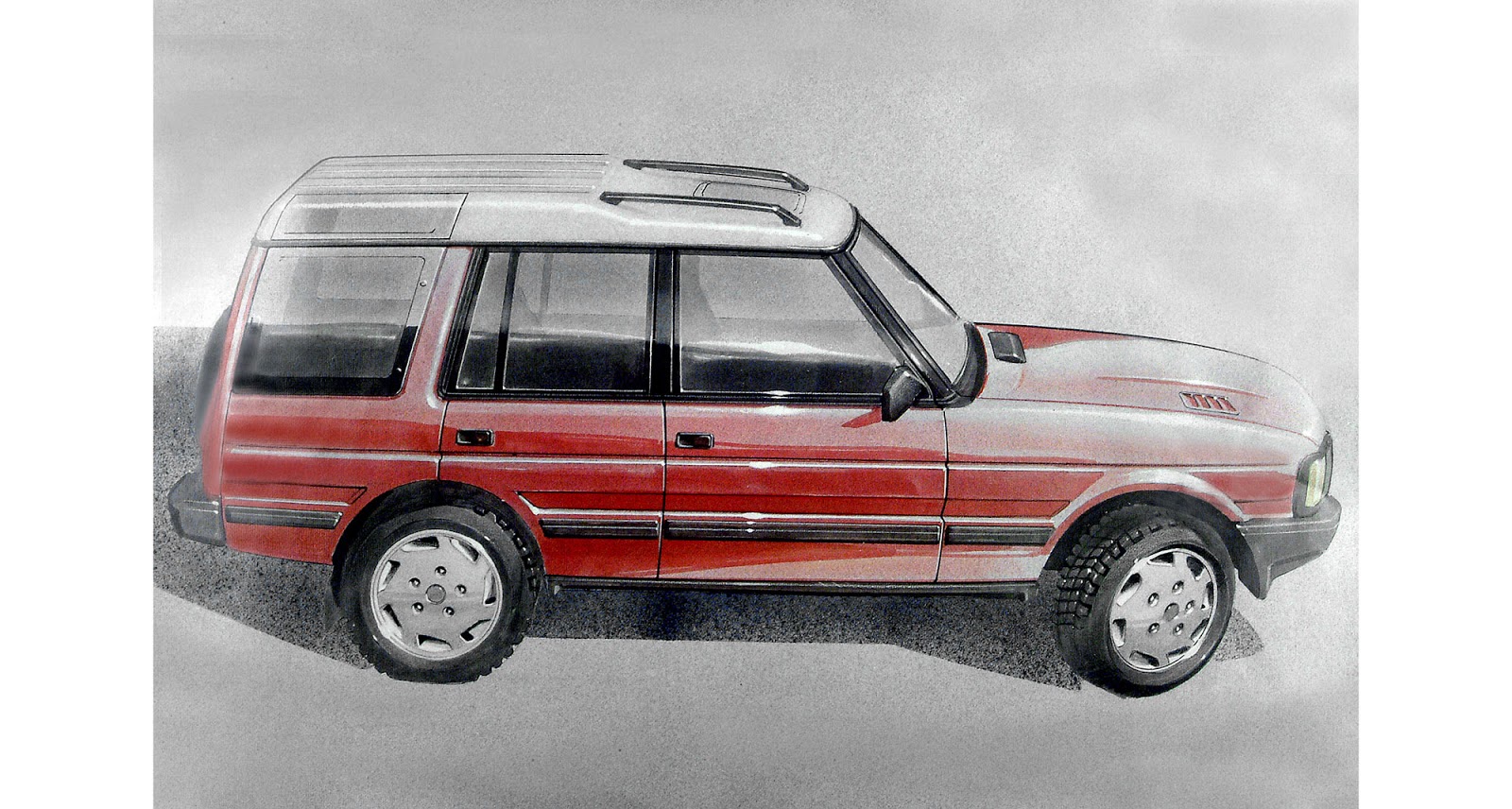 1986 sketch of the first Land Rover Discovery