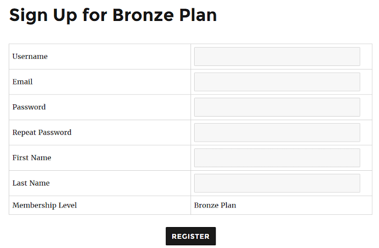 User registration form