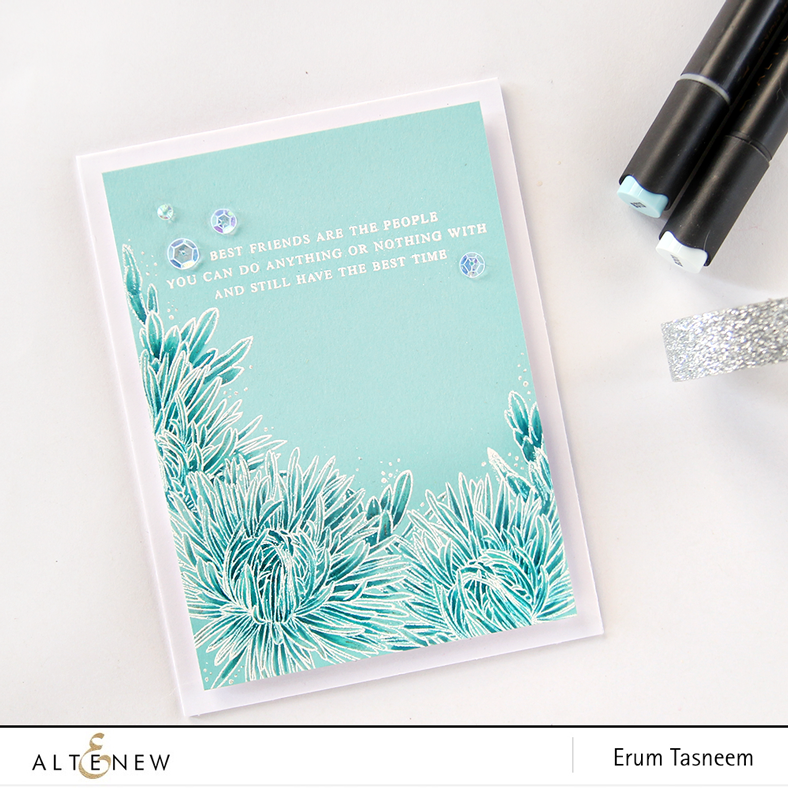 Altenew Build-A-Flower: Aster. Card by Erum Tasneem (@pr0digy0)