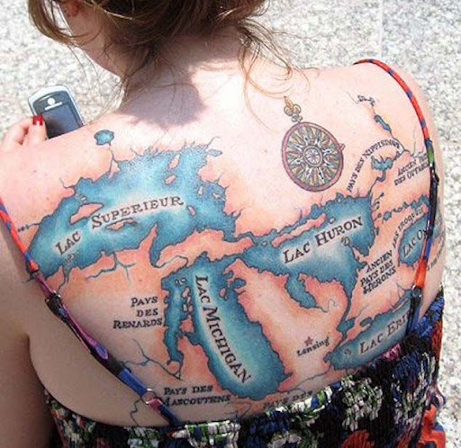 Este velho mundo dos grandes lagos cartografia da tatuagem