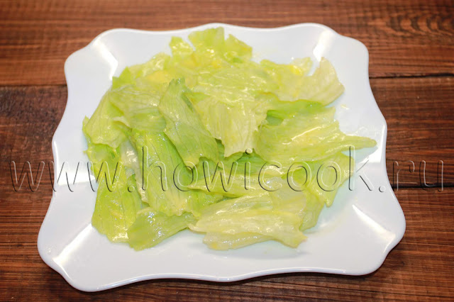 рецепт салата цезарь с креветками с пошаговыми фото