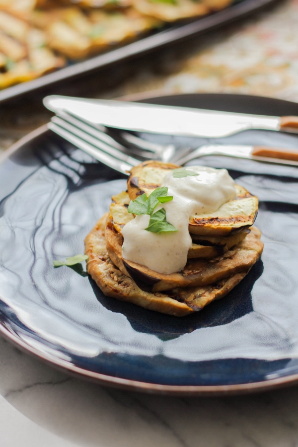 Grilled Eggplant with Cumin Scented Yogurt Sauce