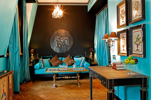 Salas decoradas en color turquesa y marrón - Decoración de salas con estilo