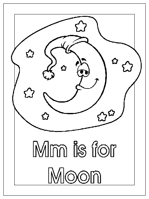 Coloring & Activity Pages: "Mm is for Moon" Coloring Page