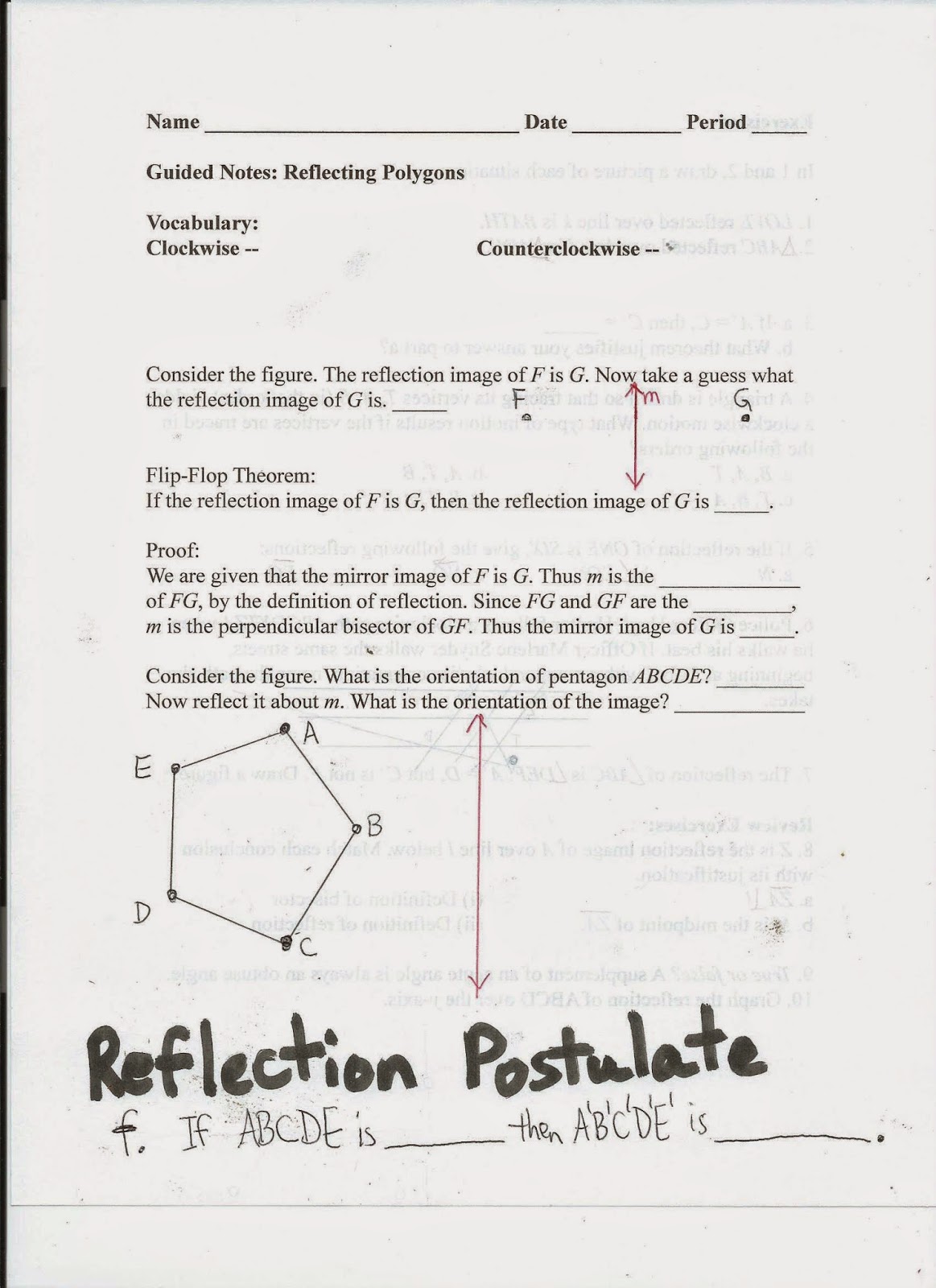 Geometry, Common Core Style: Section 4-6: Reflecting Polygons (Day 28)