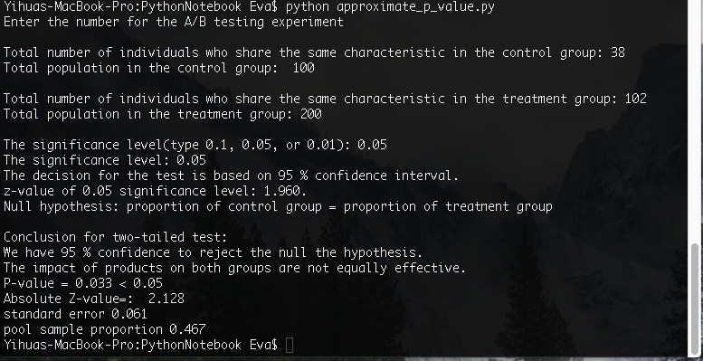 Use Pascal Function to Get Approximate P-value of A/B Testing