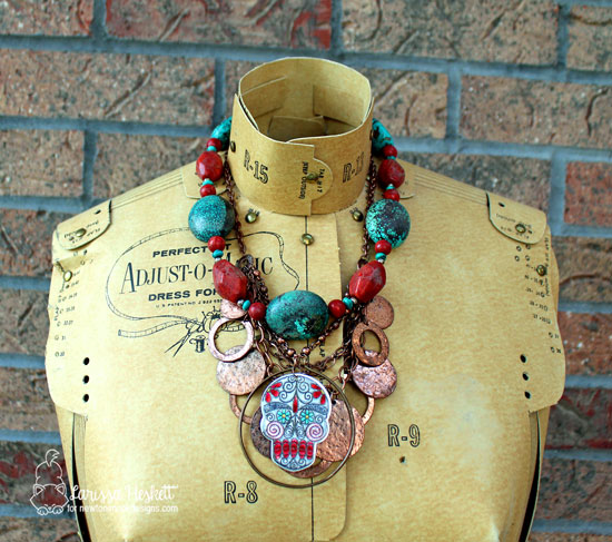 Skeleton Necklace by Larissa Heskett | Beautiful Bones Stamp set by Newton's Nook Designs #newtonsnook #handmade Skeleton Necklace by Larissa Heskett | Beautiful Bones Stamp set by Newton's Nook Designs #newtonsnook #handmade