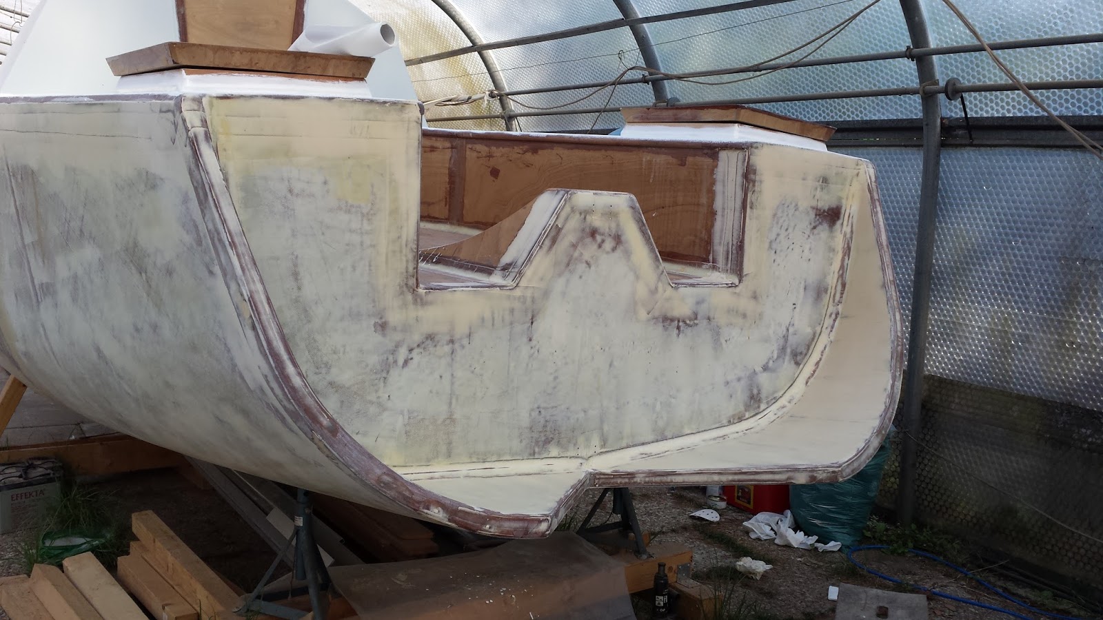 Plywood Boat Building Blog Scoop Filled and Primered