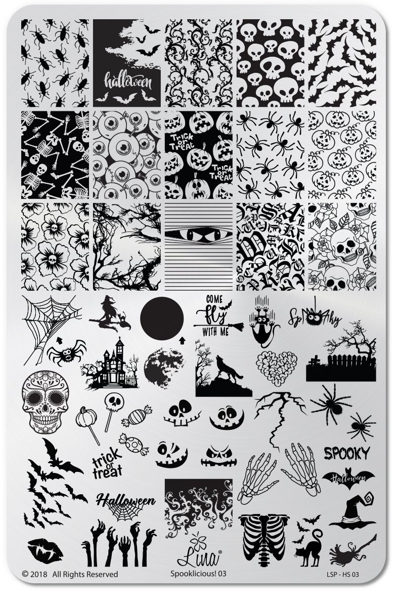 Lina Nail Art Supplies Spooklicious 03 Stamping Plate - Swatches & Review by Olivia Jade Nails