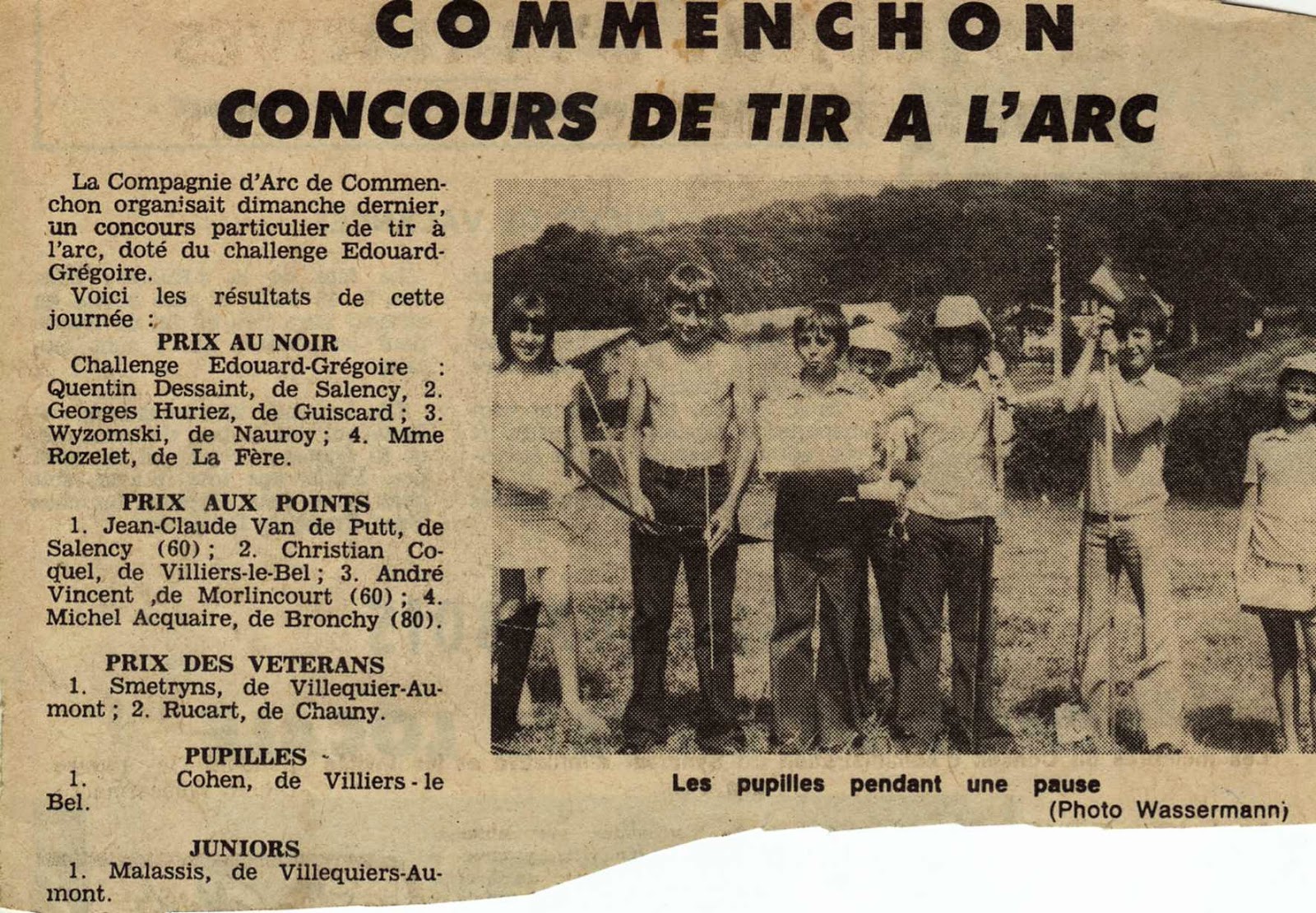 COMPAGNIE D'ARC DE GUIVRY 1973 COMMENCHON CONCOURS PARTICULIER
