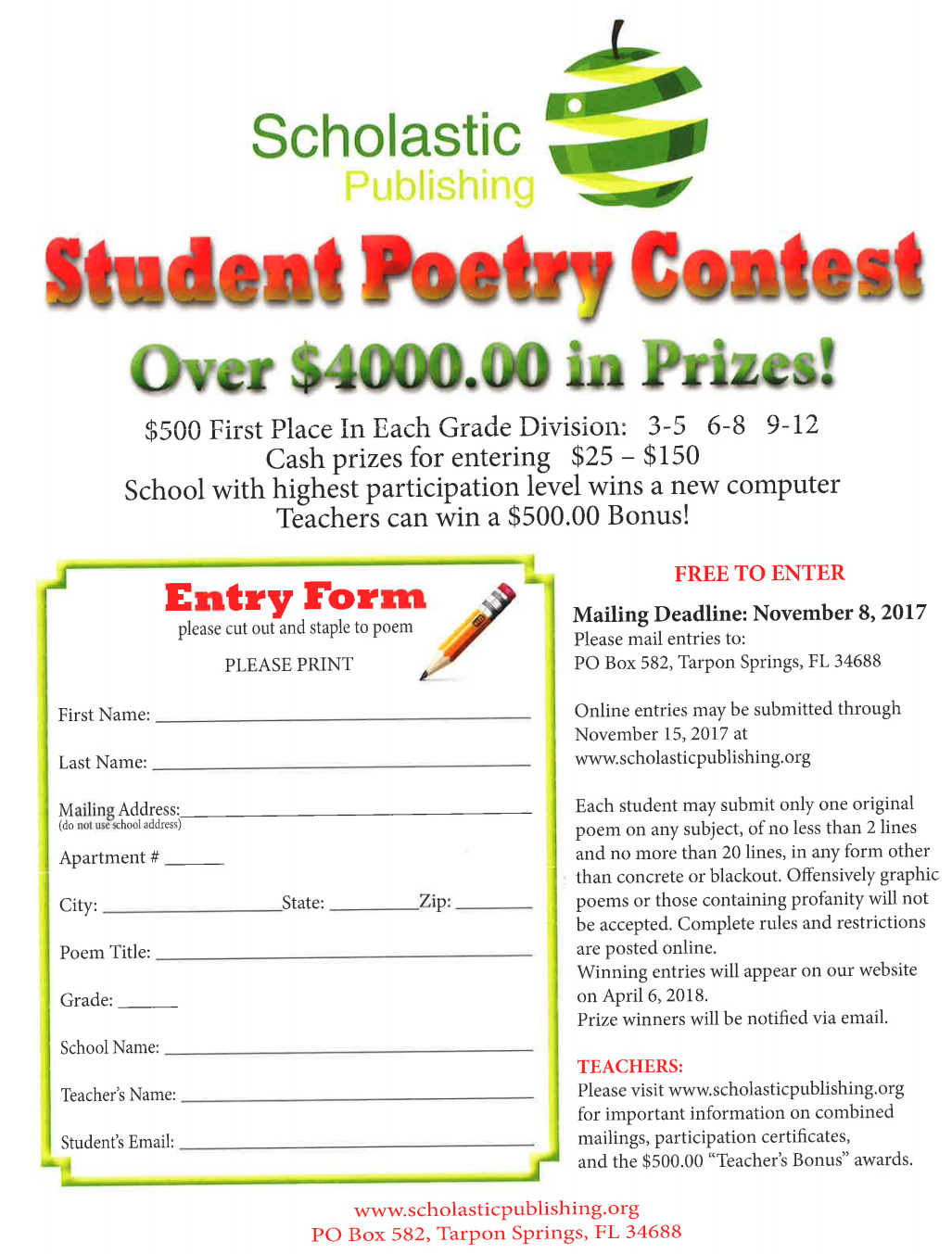 The MHHS Mustang Messenger Student Poetry Contest