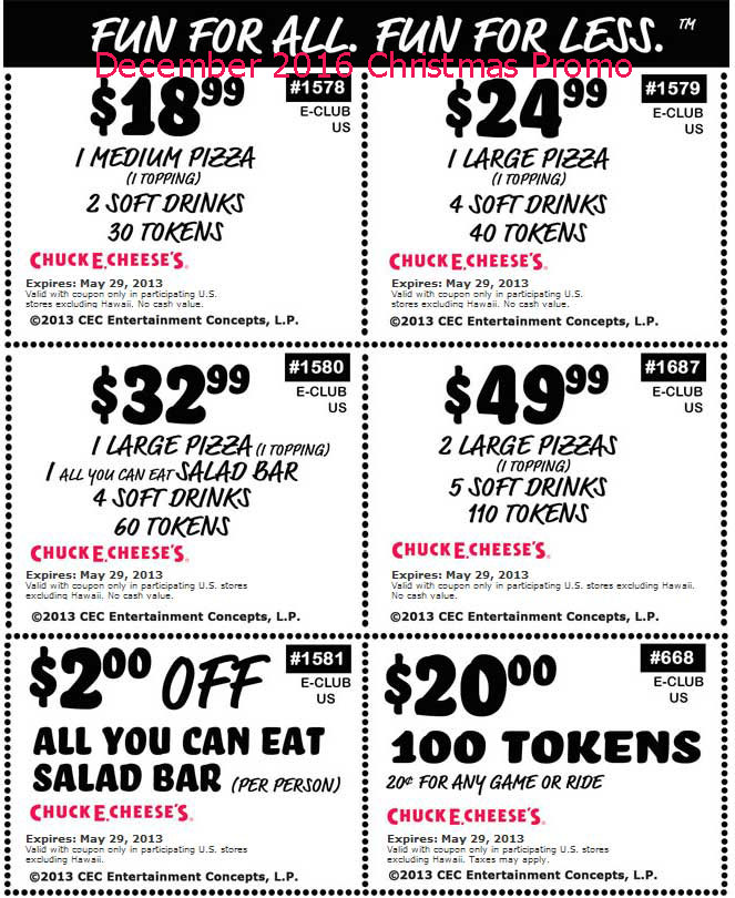 Printable Coupons 2020: Chuck E Cheese Coupons