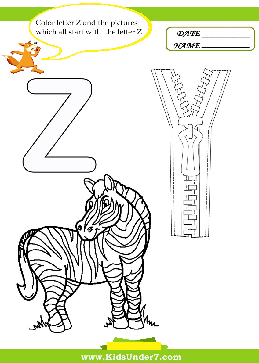 Kindergarten Worksheets For Letter Z - writing lowercase letter z