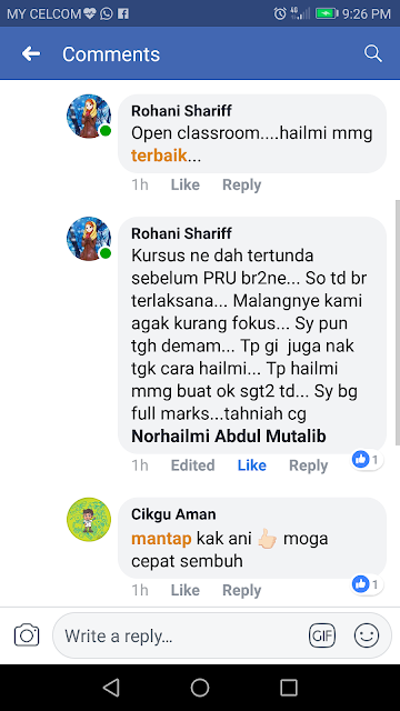 Maklumbalas daripada guru-guru yang hadir Open Classroom menerusi komen di Facebook