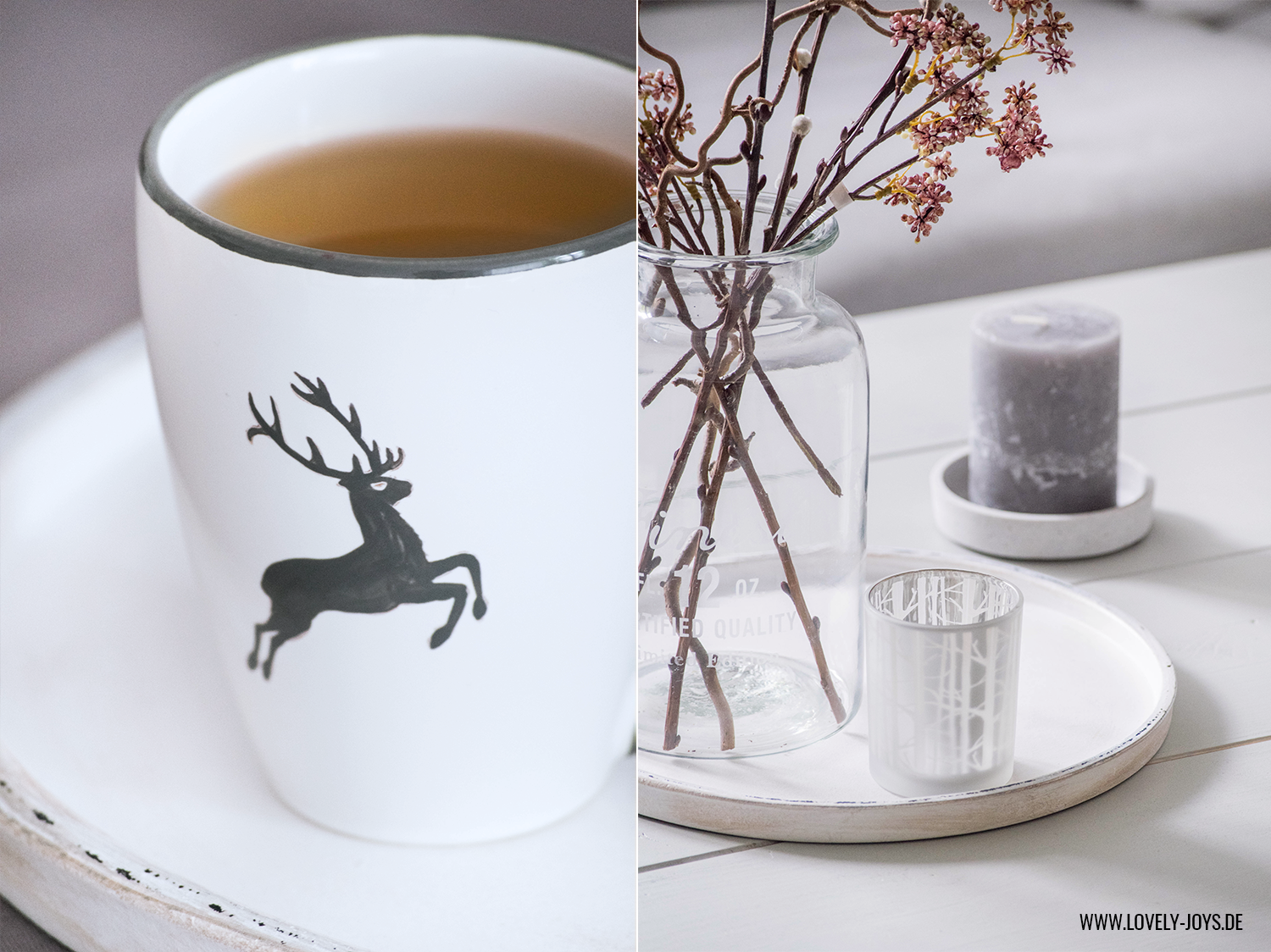 Teetasse grau Hirsch Herbst Dekoration Wohnzimmer Teetasse grau Hirsch Herbst Dekoration Wohnzimmer