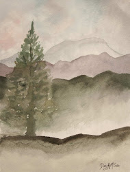 mountains watercolor painting mountain paintings landscape derek mccrea smokey trees evergreen misty smoky inches options different background