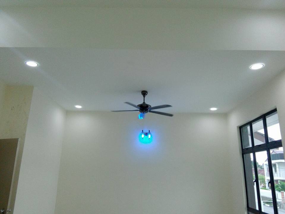 Kerja Pemasangan lampu dan pendawaian tambahan rumah taman baru