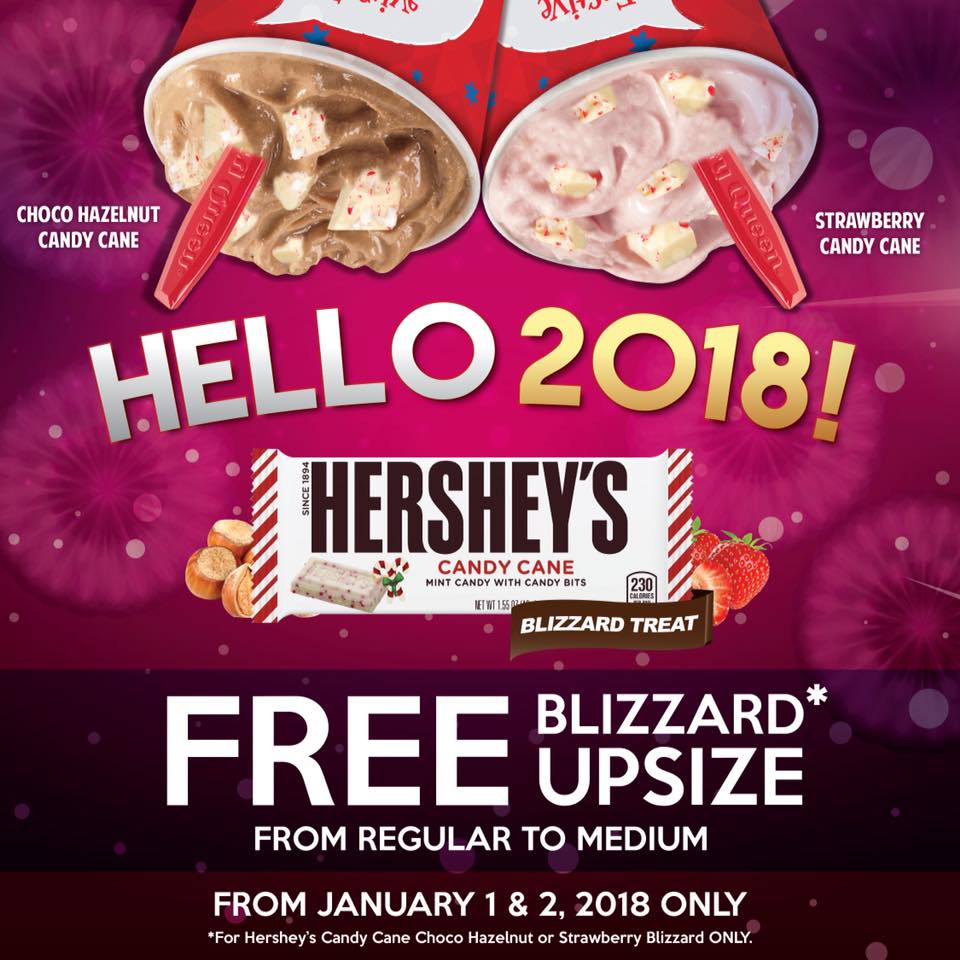 Manila Shopper Dairy Queen FREE Blizzard Upsize Promo Jan 2 2018